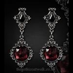 Gothic Victorian Pewter Lenore Earrings - Wine