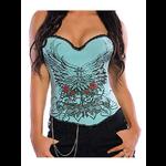 Pin Up Rock Tattoo Design Corset - Blue