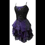 Gothic Dress - Black Velvet & Purple Silk Puffball - Prom Party