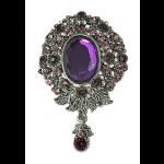 Victorian Style Purple Crystal Pendant Brooch