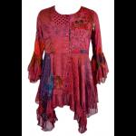 Hippy Goth Boho Red Patchwork Tunic Top