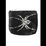 Black & Silver Gothic Coin Purse with Spider & Cobweb Lace