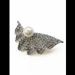 Winged Diamante and Pearl Victorian Brooch