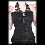 Gothic Steampunk Black Bodice Top with Applique Neckline