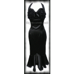 Sexy Black Satin Mermaid Dress - Halter Neck