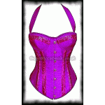 Sexy Purple Satin Sequinned Burlesque Corset