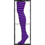 Gothic Punk Black & Purple Striped Tights