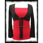 Black & Red All-In-One Shrug Bolero Top