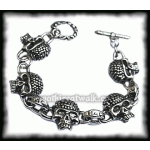 Silver Tone Skull Bracelet