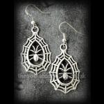 Silver Spider and Cobweb Gothic Earrings
