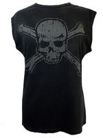Black Sleeveless T-Shirt with Skull & Crossbones