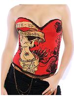 Pin Up Rock Tattoo Design Corset - Red