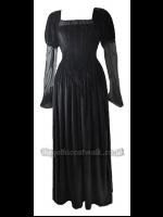 Long Black Velvet Gothic Medieval Dress with Train