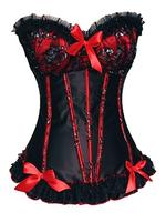 Black & Red Satin Sparkly Corset