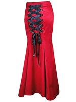 Long Red Fishtail Gothic Corset Skirt