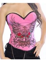 Pin Up Rock Tattoo Design Corset - Pink