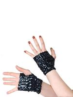 Midnight Blue Sequinned Fingerless Gloves