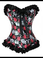 Satin Skulls & Roses Gothic Corset