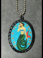 Pin Up Cameo Necklace - Mermaid with Conche