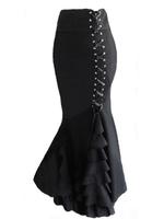 Black Gothic Victorian Ruffle Mermaid Corset Skirt