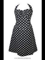 Plus Size Black & White Polka Dot Halter Neck Dress