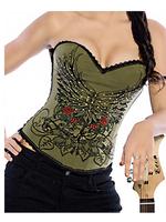 Pin Up Rock Tattoo Design Corset - Khaki