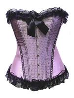 Pale Pink Satin & Black Lace Corset