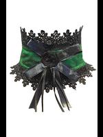Green Silk & Lace Gothic Victorian Steampunk Choker Collar