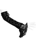 Black Velvet & Ribbon Frilled Enchantress Gothic Gloves