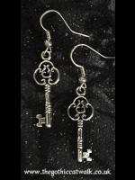 Steampunk Alice Silver Key Earrings