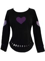 Long Sleeved Black Gothic T-Shirt - Purple Heart
