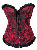Red & Black Roses Romantic Gothic Corset