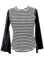 Psychobilly Punk Black & White Striped T-Shirt