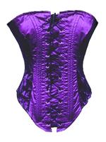 Purple Satin & Black Lace Gothic Corset Basque - Phaze