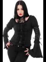 Gothic Punk Black Top with Corset Neck