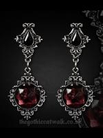 Gothic Victorian Pewter Lenore Earrings - Wine