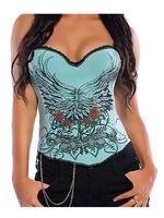 Pin Up Rock Tattoo Design Corset - Blue