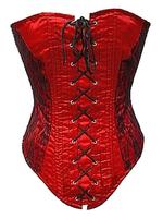 Gothic Corset Basque Red Satin & Black Lace