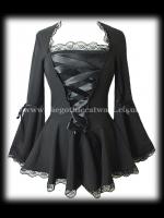 Long Flared Black Gothic Bodice Top