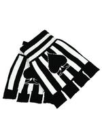 Gothic Punk Gloves - Black & White Striped & Ace of Spades