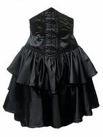 Black Satin Underbust Gothic Corset Skirt