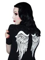 Black T-Shirt with Printed Angel Wings