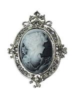 Gothic Victorian Crystal Cameo Brooch