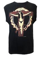 Black Sleeveless T-Shirt with Crucified Woman