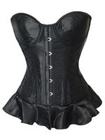 Sexy Black Satin Gothic Corset with Peplum