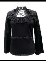 Sexy Black Gothic Top with Corset Neckline