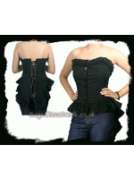 Black Strapless Gothic Bustle Bodice Top