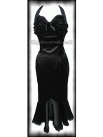 Sexy Black Satin Mermaid Dress - Halter Neck
