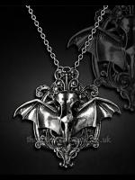 Gothic Pewter Raven's Skull Necklace