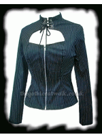 Sexy Black & White Pinstripe Jacket Top